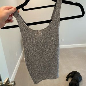 Top Shop fitted grey crop top, knit, with cross back